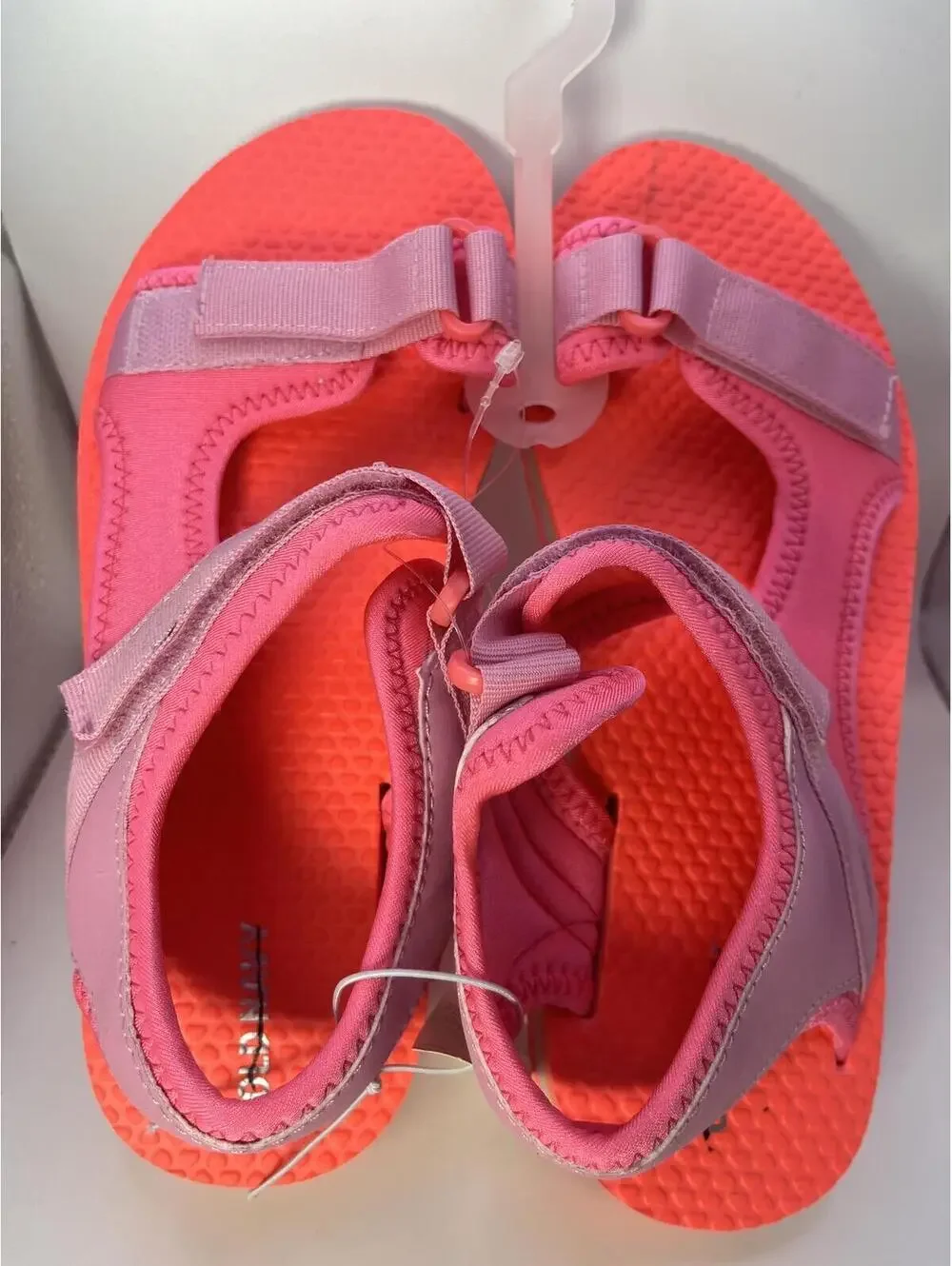 Girls Summer Strap Sandals Old Navy Pink & Coral Adjustable Big Kid Size 5 Shoes